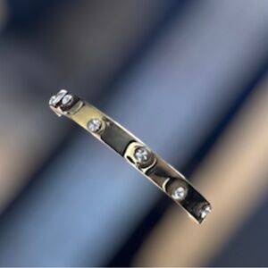 Gold Love diamond band 2mm ring stack minimalist